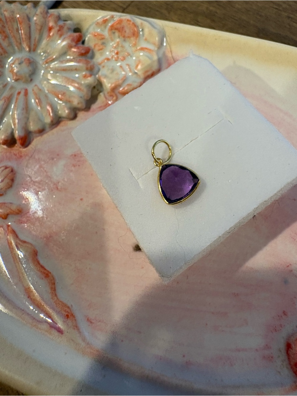 14k gold amethyst trillion pendant Chanel